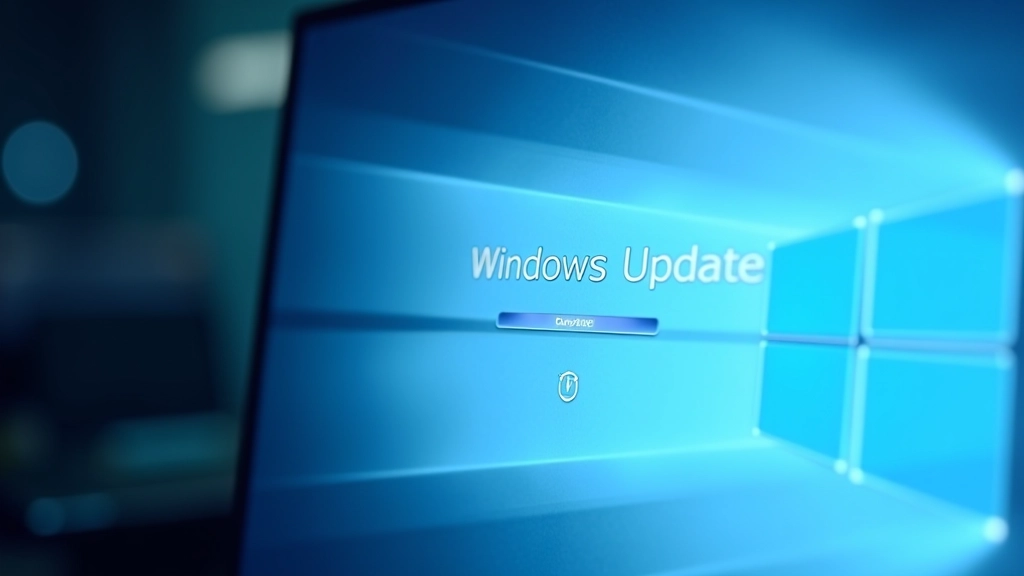 Tela do Windows Update com progresso de instalação de patches de segurança